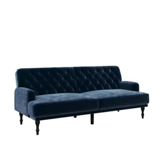 Lyla Upholstered Velvet Futon Blue - Room & Joy image {1}