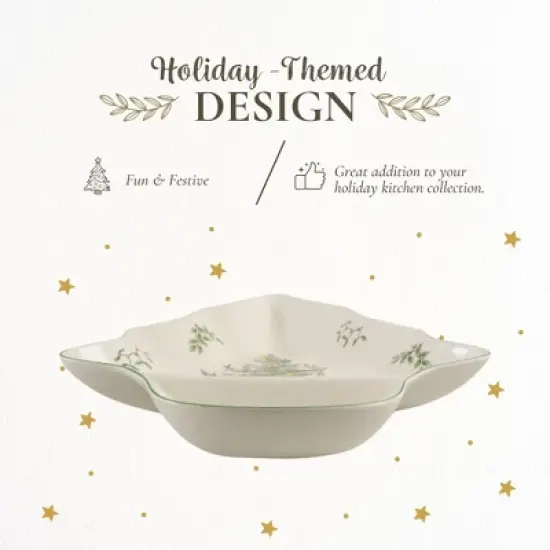 Spode Christmas Tree Chip and Dip Tree-Shaped Dish - 14-Inch Porcelain Holiday Serveware - Dishwasher, Microwave, Freezer Safe image {2}