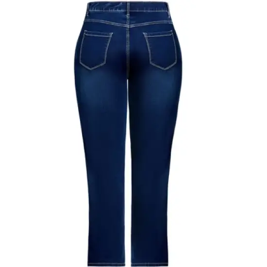 Women's Plus Size Butter Denim Straight Leg Jean Dark Wash - petite | AVENUE image {6}