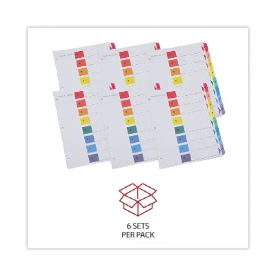UNIVERSAL Table of Contents Dividers Assorted Color 8-Tab 1-8 Letter White 6/PK 24802 image {3}