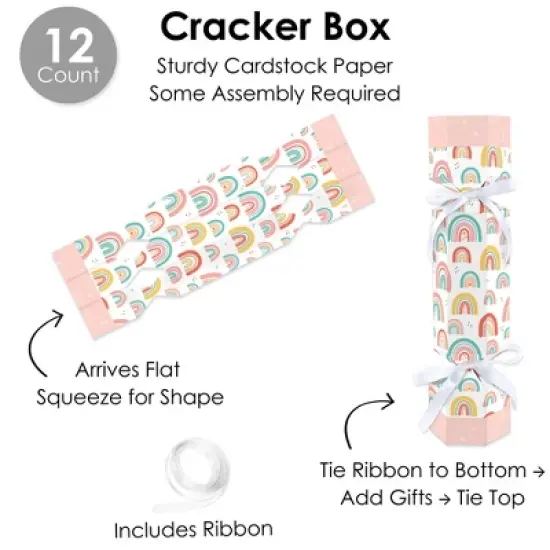 Big Dot of Happiness Hello Rainbow - No Snap Boho Baby Shower and Birthday Party Table Favors - DIY Cracker Boxes - Set of 12 image {4}