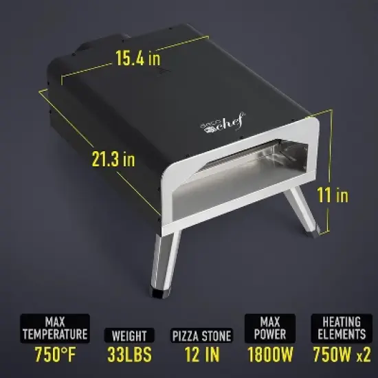 Deco Chef Electric Pizza Oven with 12" 2-in-1 Pizza Stone & Grill, 13" Double Wall Oven image {3}