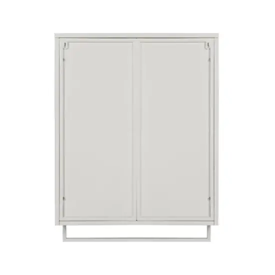 23.62" Glass Door Wall Cabinet with 2-Tier Enclosed Storage, Open Shelves and Towel Rack, White - ModernLuxe image {7}
