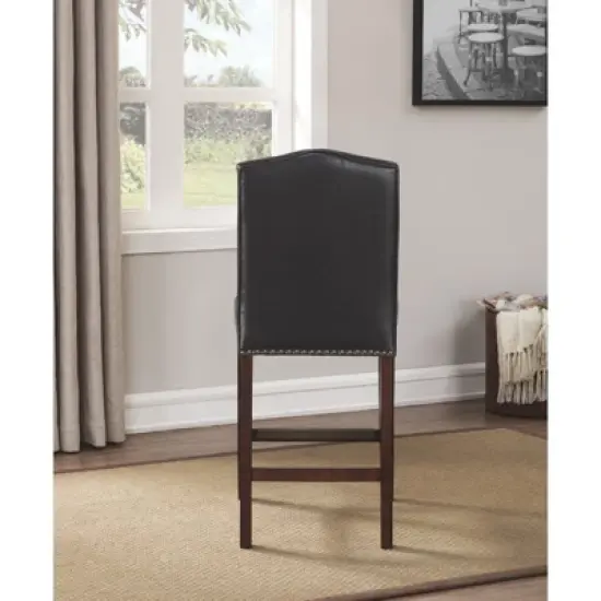 Carteret Brown Leather Counter Stool in Espresso - Comfort Pointe  image {4}