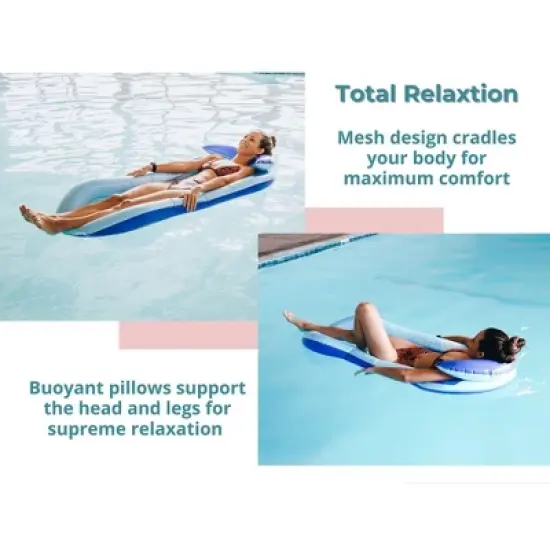 Toynk Inflatable Swimming Pool PVC Float Lounge Recliner | Blue image {3}