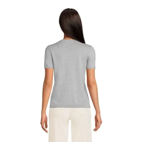 Lands' End Women's Fine Gauge Crew Neck Short Sleeve Tee Sweater image {1}