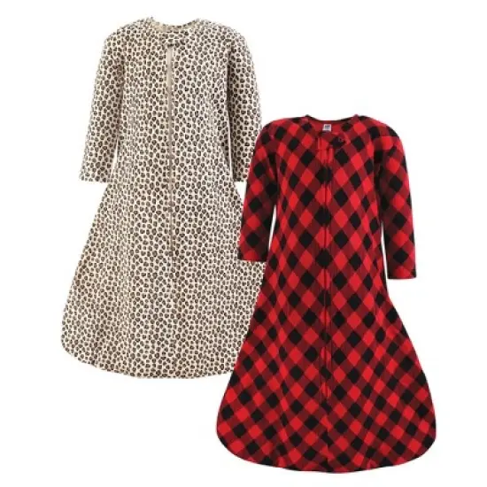Hudson Baby Infant Girl Thermal Long Sleeve Sleeping Bag 2pk, Buffalo Plaid Leopard image {4}