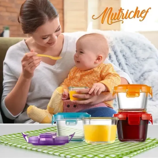 NutriChef 12 Pcs. Mini High Borosilicate Glass Round Meal-Prep Containers with Airtight Lid, 4oz image {6}