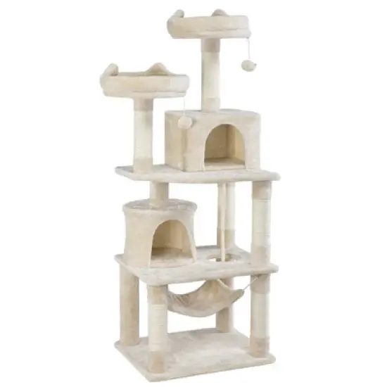 Yaheetech 62.2"H 3-Level Cat Tower with 2 Condos for Indoor Cats image {10}
