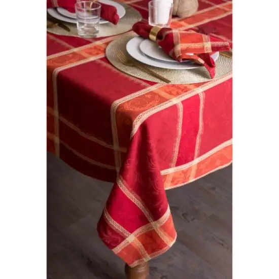 Design Imports Harvest Wheat Jacquard Tablecloth 70 Round image {1}