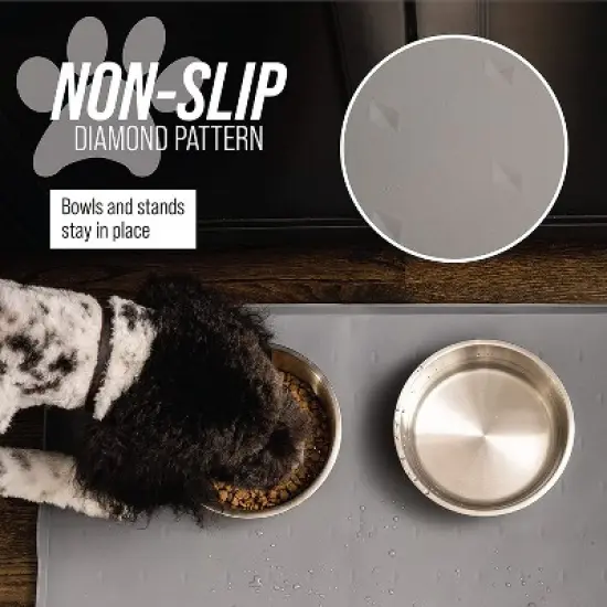 Leashboss Splash Mat Dog Food Silicone Tray with Tall Lip, for Pet Food and Water Bowls image {3}