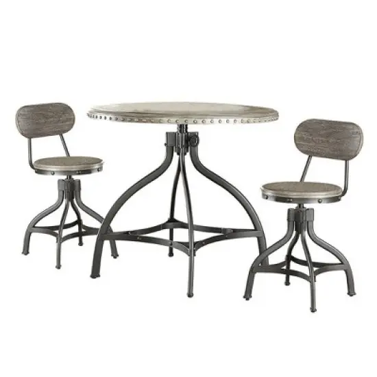 Dining Table Set Oak Metal - Acme Furniture image {1}