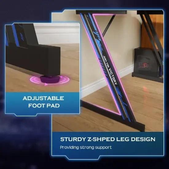 FDW 35/39/47 Inch Modern Z-Shaped Computer Desk for Home Office with Headphone Hook - Sturdy Workstation Table with Spacious Desktop image {4}