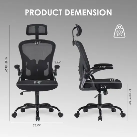 SKRAN Ergonomic Office Chair, High Back Computer Chair with Headrest and Adjustable Lumbar Support for Home Office Gaming Study image {1}