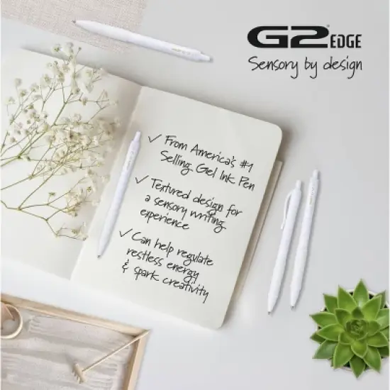 Pilot 5pk G2 Edge Black & White Barrels Gel Pens Fine Point 0.7mm Black Ink image {2}