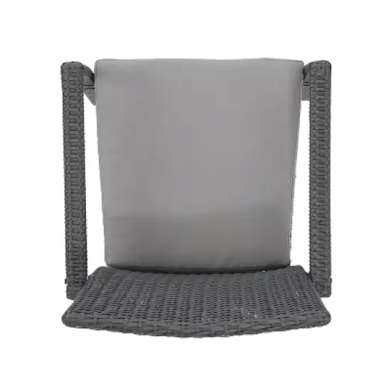 Corsica Set of 2 Wicker Dining Chair with Cushions - Gray - Christopher Knight Home image {5}