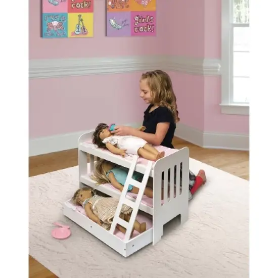 Badger Basket Trundle Doll Bunk Bed with Ladder and Free Personalization Kit - White/Pink image {2}