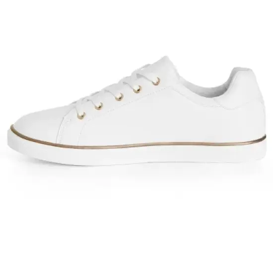 Women's WIDE FIT Metallic Stripe Trainer - white | EVANS image {3}