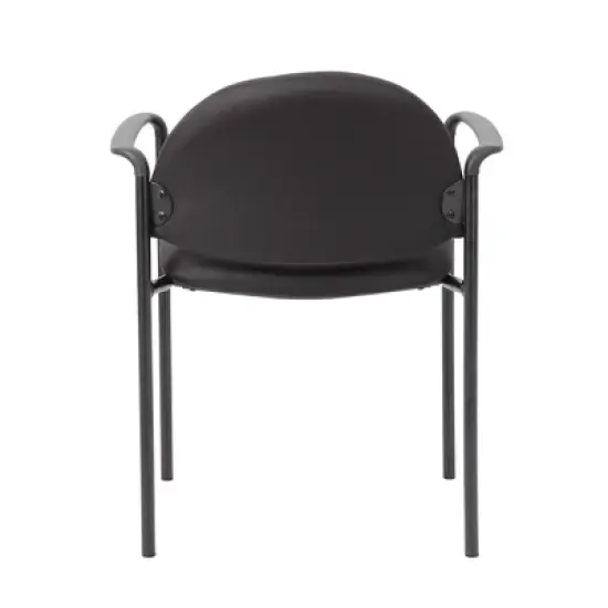 Fabric Modern Stacking Chair Black with Arms - Boss Office Products: Vinyl Upholstery, Metal Frame image {3}