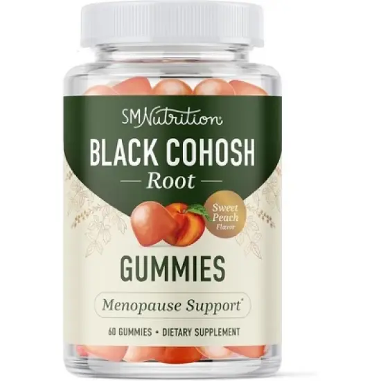 Black Cohosh Root Gummies for Women, Menopause Relief Supplement, Hormone Balance Support, Hot Flashes & Night Sweats, Sweet Peach, SMNutrition, 60ct image {9}