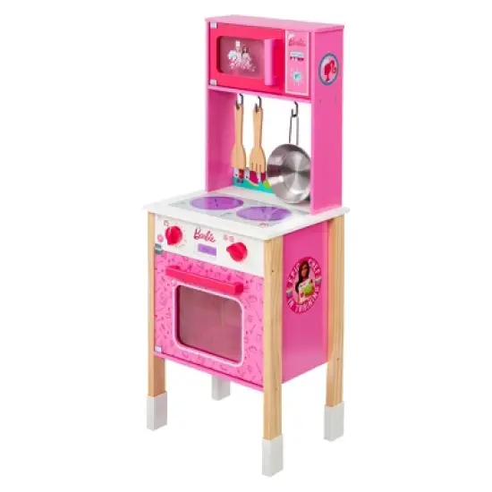 Theo Klein Barbie Epic Chef Wooden Toy Kitchen Cooking Playset with Pretend Play Oven, Microwave, and Utensils for Kids 3 and Up image {3}