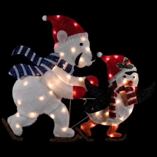 Northlight 41.25" Lighted Ice Skating Polar Bear and Penguin Outdoor Christmas Decoration image {6}
