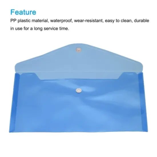 Unique Bargains Home Office Stationery Plastic Envelopes Document File Folder with Snap Button 12pcs image {3}