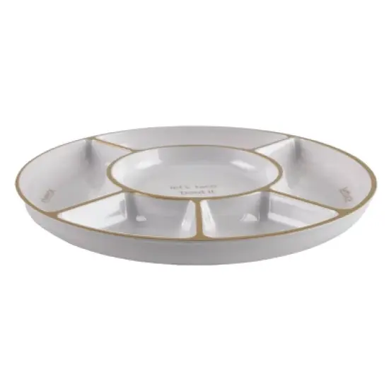 Cook With Color Round Sectional Serving Platter Cream/Gold image {2}