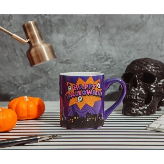 Silver Buffalo Sanrio Hello Kitty "Happy Halloween" Ceramic Glitter Mug | Holds 14 Ounces image {7}