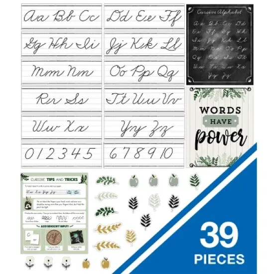 Carson Dellosa Education Farmhouse Alphabet Line: Cursive Bulletin Board Set, Grade 2-5 (39 pieces) image {1}