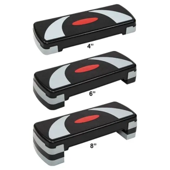 BalanceFrom Fitness Lightweight Portable Adjustable Height Workout Aerobic Stepper Step Platform Trainer with Raisers, Gray/Black image {2}