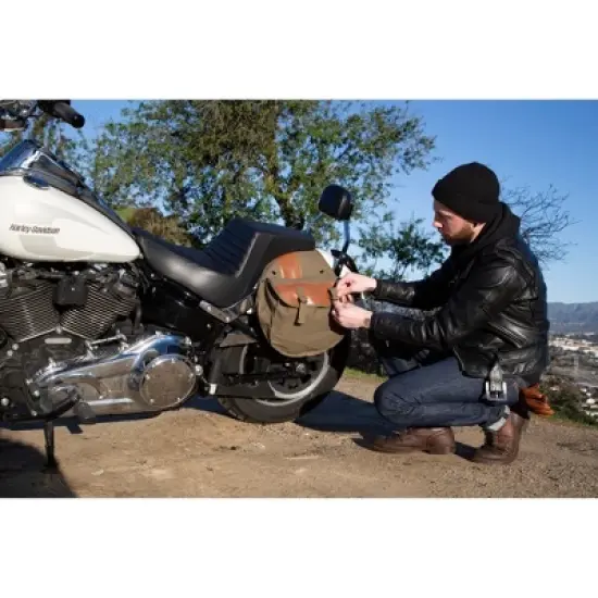 Stansport Cotton Canvas Saddle Bag Olive Green image {2}