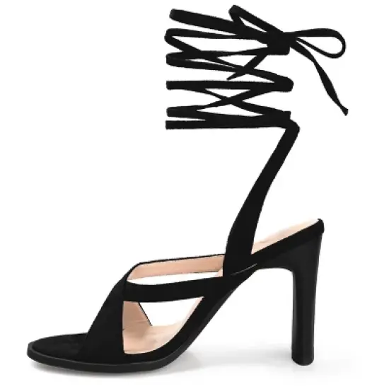 Journee Collection Womens Adalee Ankle Wrap Stacked Heel Sandals image {1}