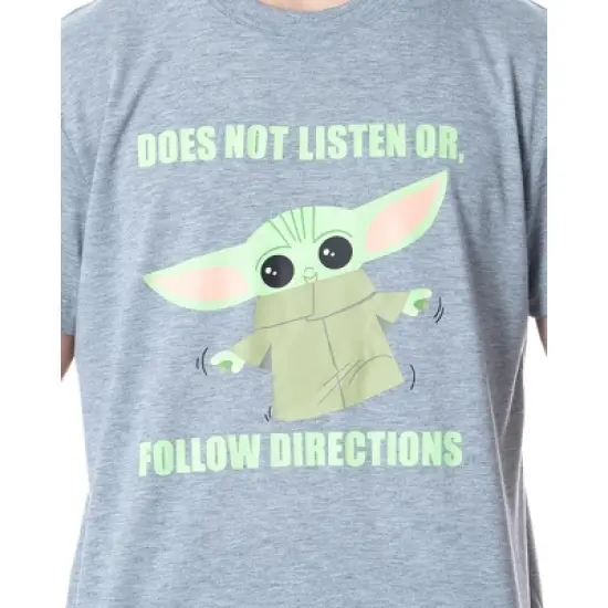 Star Wars Men's The Mandalorian Baby Yoda Grogu Cartoon Sleep Pajama Set Multicolored image {1}