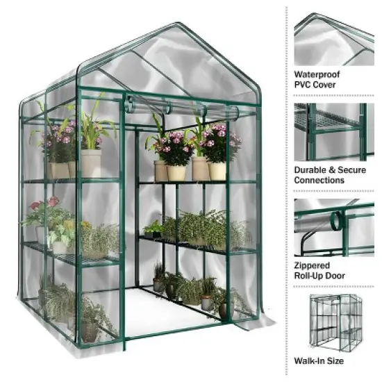 Home-Complete Walk in Greenhouse with PVC Cover Clear image {1}