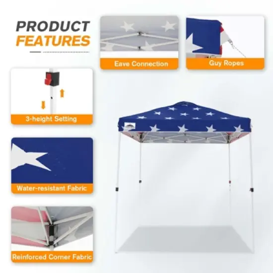 EAGLE PEAK 6.6x6.6 Pop Up Canopy Tent Instant Outdoor Canopy Easy Set Up Straight Leg Folding Shelter with Wheeled Bag, 8 Stakes and 4 Ropes image {3}