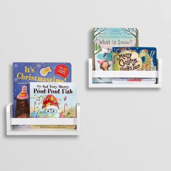 2pk Kids' 10" Floating Wall Mount Bookshelf Set White - RiverRidge Home image {9}