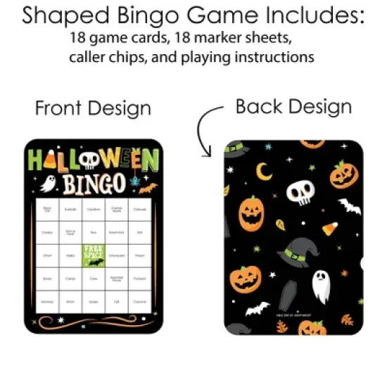 Big Dot of Happiness Jack-O'-Lantern Halloween - Bingo Cards and Markers - Kids Halloween Party Bingo Game - Set of 18 image {3}
