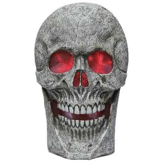 Seasonal Visions Skull With Light And Sound Halloween Decoration - 24 in - Gray image {1}