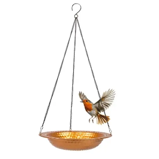 Sunnydaze Outdoor Hanging Bird Bath or Bird Feeder with Copper Finish and Hanging Chain - 12" image {7}