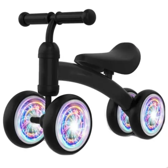 Itopfox Baby Balance Bike for 12-36 Months Kids, Toddler First Birthday Gift, No Pedal 4 Wheels Bicycle, Indoor & Outdoor Play Colorful, Black-Light image {7}