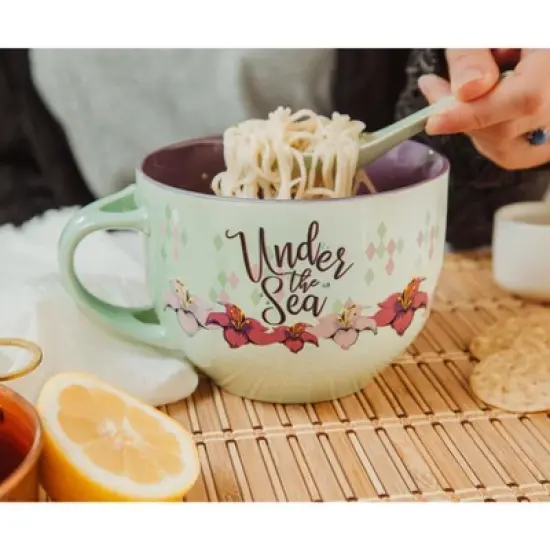 Silver Buffalo Disney The Little Mermaid Ariel Ceramic Soup Mug With Spoon | Holds 24 Ounces image {4}