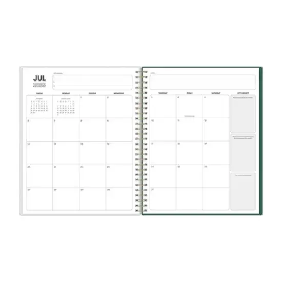Blue Sky 8"x10" 2025-2026 Weekly/Monthly Spiral Planner Smooth Frosted Sammie Green image {5}