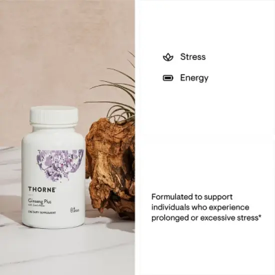 THORNE Ginseng Plus - Supports Focus, Cognition, Memory & Resilience to Stress* - Soy, Gluten & Dairy Free - 60 Capsules image {3}