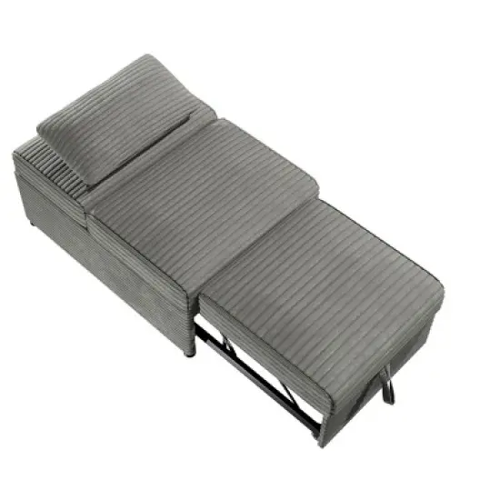 Convertible Wide-Welt Polyester Sofa Sleeper Sofa Chair W/ Polyesterll-Out Bed Smoke image {7}