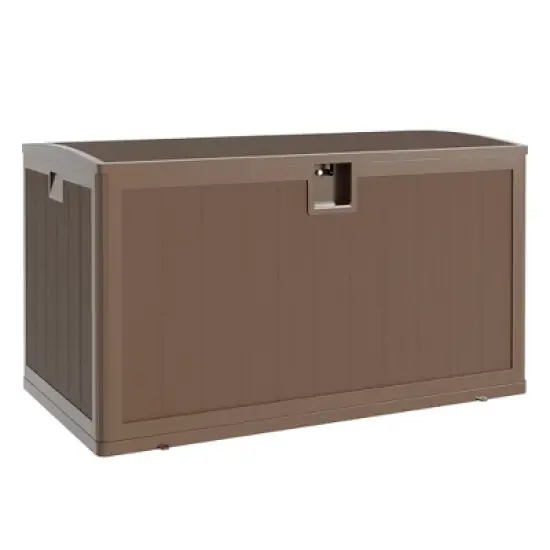 130 Gallon Outdoor Resin Deck Box, Waterproof Lockable Patio Storage Container, Large Brown Deck Box for Package Delivery image {7}