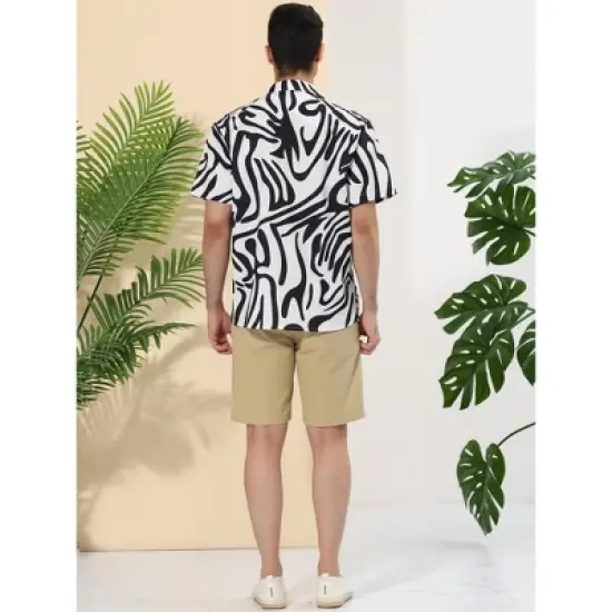 Lars Amadeus Men's Animal Print Shirt Short Sleeves Button Up Casual Print Shirts image {4}