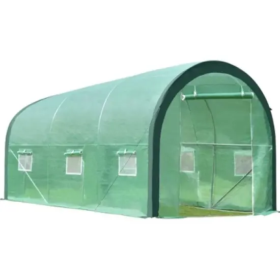 Aoodor 12ft. x 7ft. x 7ft. Outdoor Walk-in Large Tunnel Greenhouse 2 Roll-Up Zipper Door image {6}