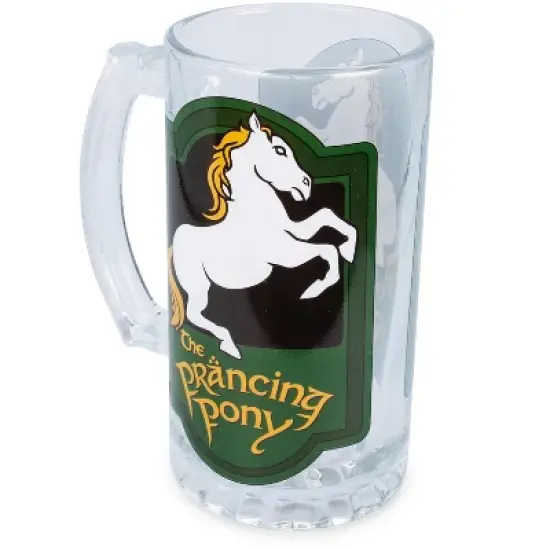 Silver Buffalo The Lord of the Rings Prancing Pony Glass Stein Mug | Holds 16 Ounces image {1}