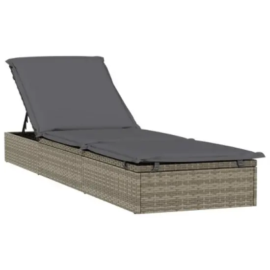 vidaXL - Gray Patio Daybed Set - Wicker Sunbeds with Table and Cushions for Outdoor/Poolside/Balcony image {2}